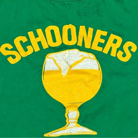 Vintage 1980s Schooners German Beer Style Green 80s Crewneck Tee Tshirt - Picture 3 of 4